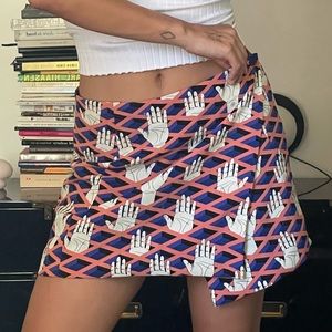 Opening Ceremony Wrap Mink Skirt with Hand Print